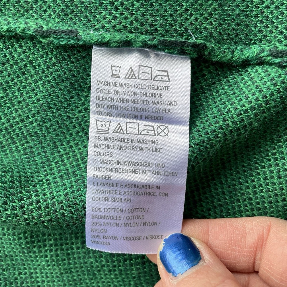 Isaac Mizrahi Live Cardigan Duster Women Medium Green Plaid Jacquard Open Front - Picture 8 of 8